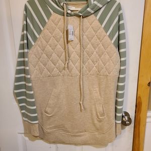 Tan/Safe Green Hooded Sweatshirt